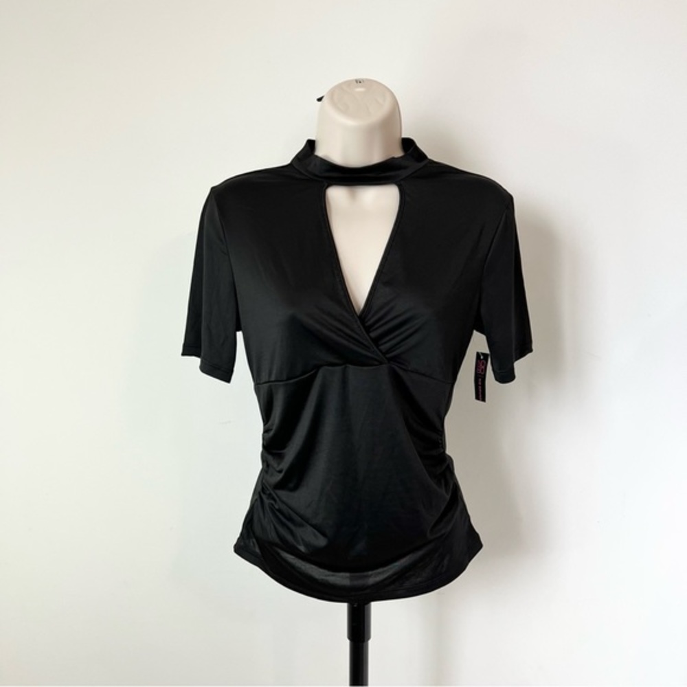 No Boundaries Collar Blouse Surplice V Neck Top Juniors M 7-9 - Picture 5 of 5